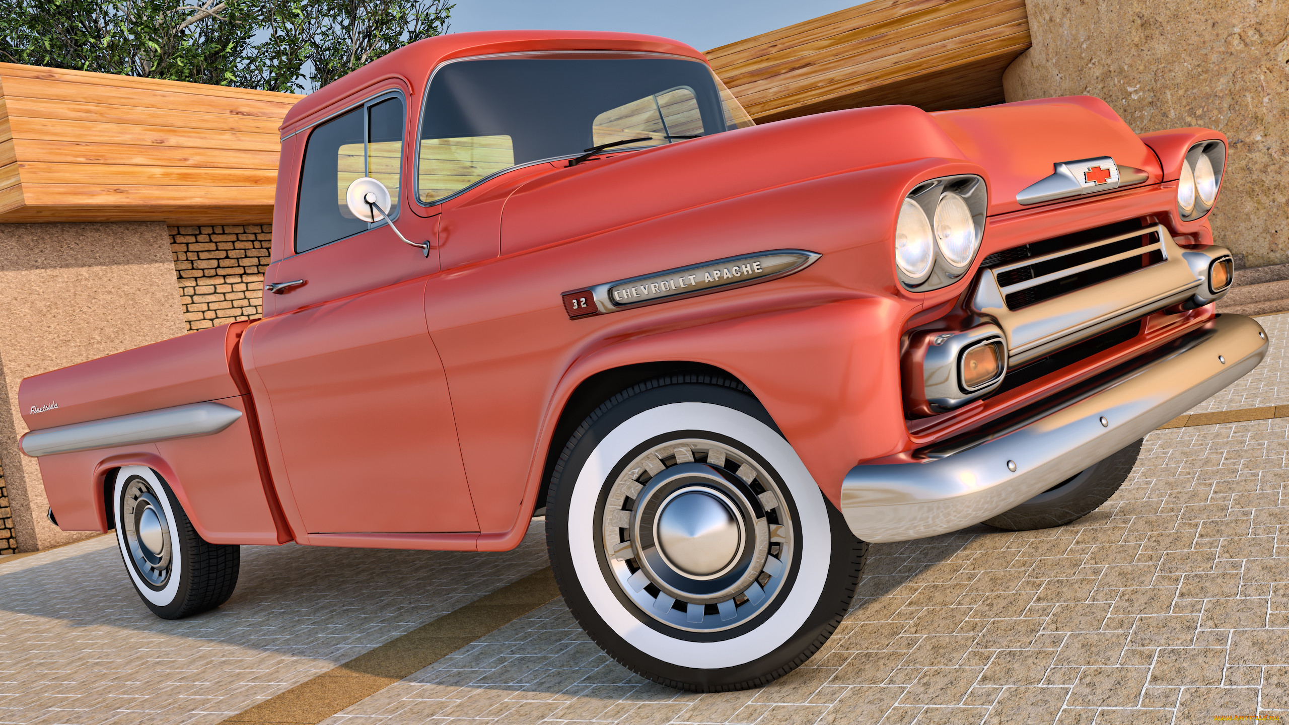 , 3, pickup, chevrolet, apache, 1958